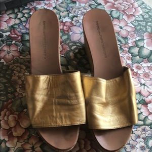 Diane von Furstenberg mule sandals cork wedge EUC